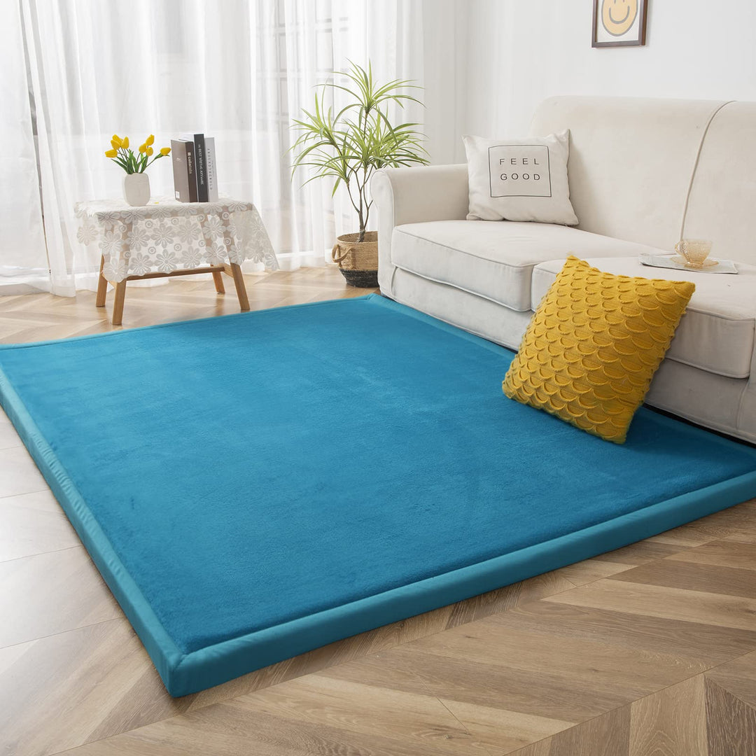 BYBYME Krabbelmatte Baby Korallen Samtmatte Kinderteppich - Extra Dicke 3cm und Weiche Spielmatte -
