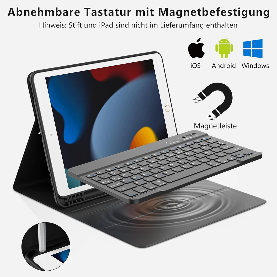 MMK Tastatur Hülle für iPad 10.2 Zoll (9/8/7 Generation 2021/2020/2019), für iPad Air 3rd 2019 und P