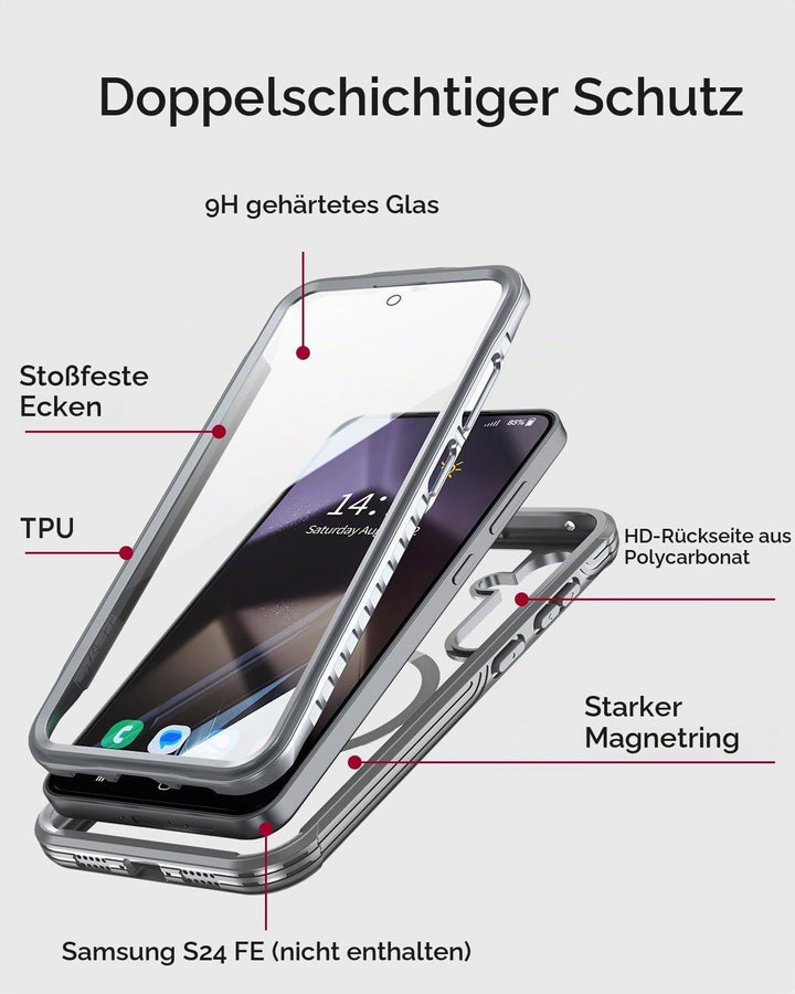 Miimall Dünn Hülle für Samsung Galaxy S24 FE Handyhülle mit Displayschutz, Kompatibel für MagSafe, 3