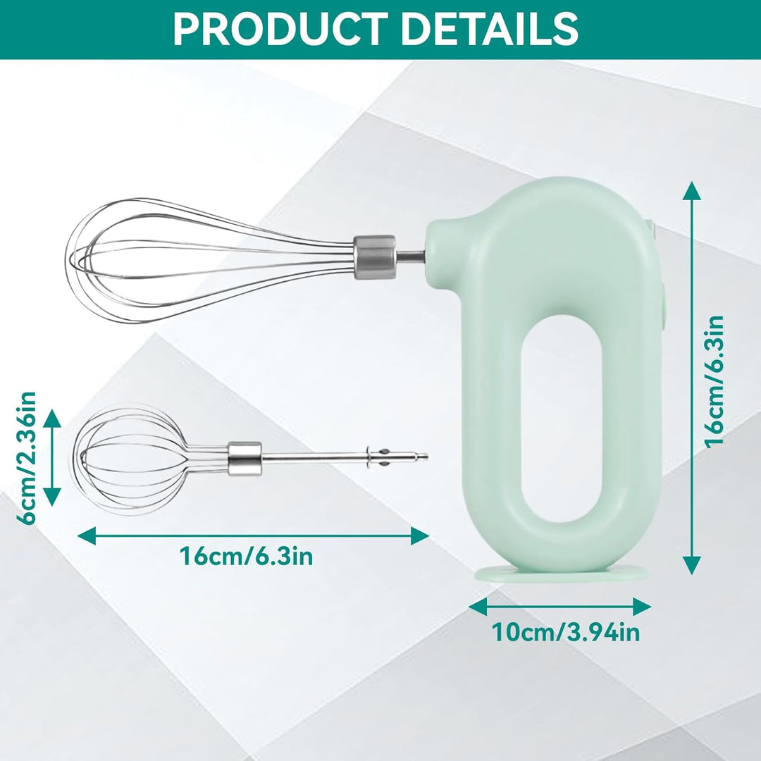 Elektrischer Handmixer Mit Edelstahl Schneebesen, Knet 1500mAh 4 Geschwindigkeit USB Handmixer Klein