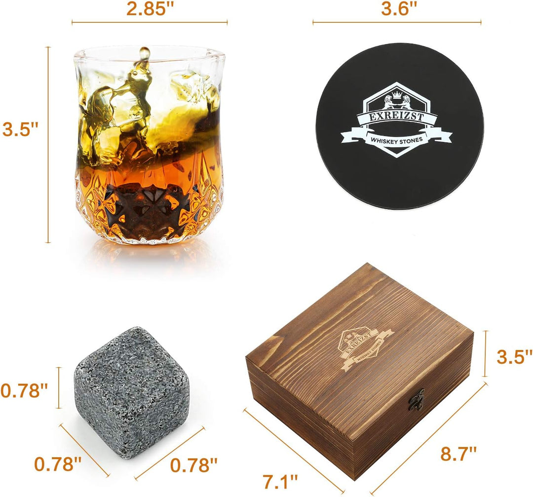Whisky Steine Geschenk set Setmit 9wieder verwend baren Whisky Steinen mit Eisclip Wein flaschenaus