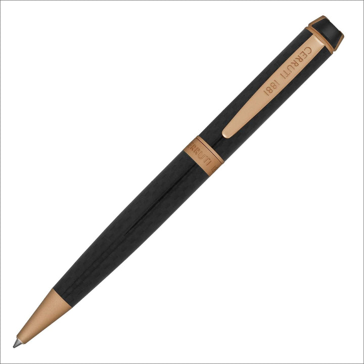 Cerruti 1881 Kugelschreiber „Fetter“ | Schreibstift aus Karbonfaser mit roségoldenen Beschlägen | Bl