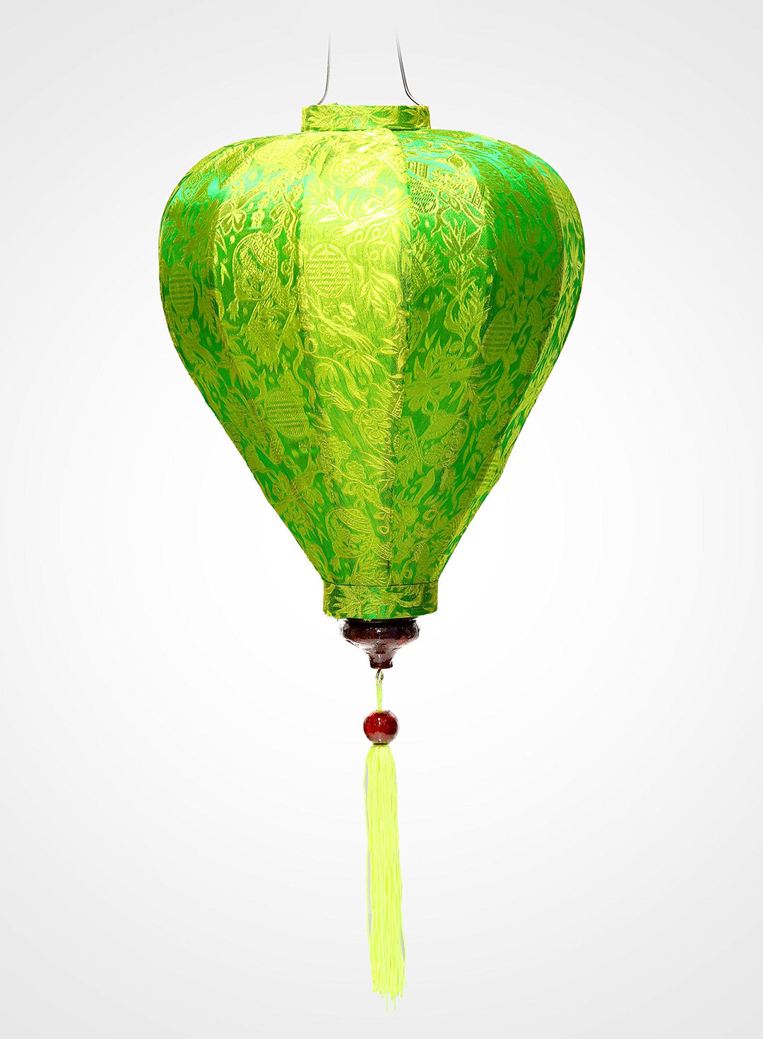 Asiatische Laterne aus Seide, Grün, M Ø33 cm – Traditionelle Hoi an Lampion aus Stoff, Bambus und Ho