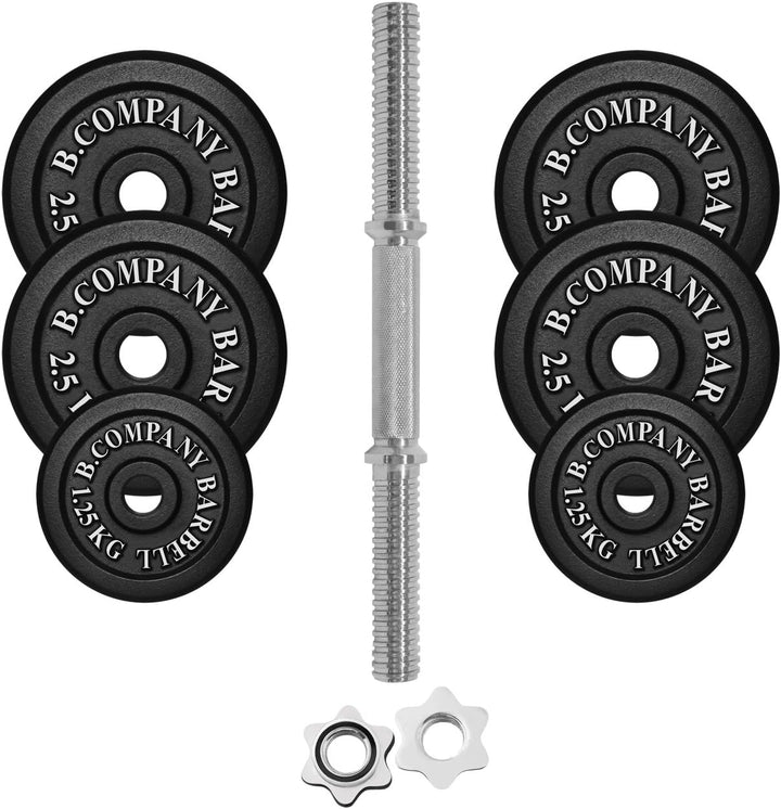 Guss Kurzhantel-Set 15Kg (1 x Kurzhantelstange 35cm, 2x1,25 und 4x2,5Kg Hantelscheiben) Hantelset Ha