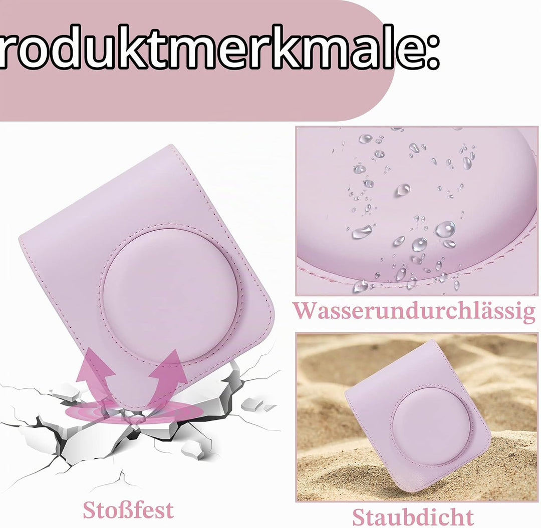 Aenllosi PU Leder Tasche Schutzhülle für Fujifilm Instax Mini 12/Mini 11 Sofortbildkamera Reisetasch