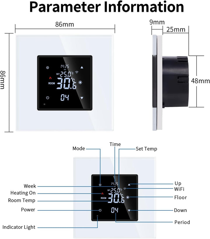 Smart Thermostat Heizung Weiss Bodenheizkammer mit Alexa Echo, Google Assistant Konstante Temperatur