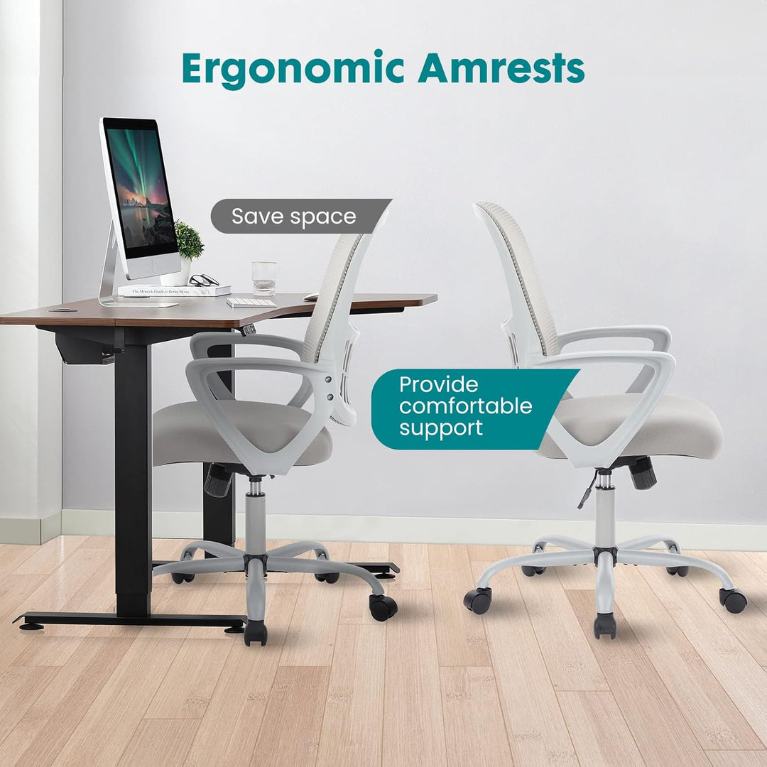 DUMOS Bürostuhl Ergonomisch, Schreibtischstuhl mit Lendenwirbelstütze, Drehstuhl mit Armlehne, Compu