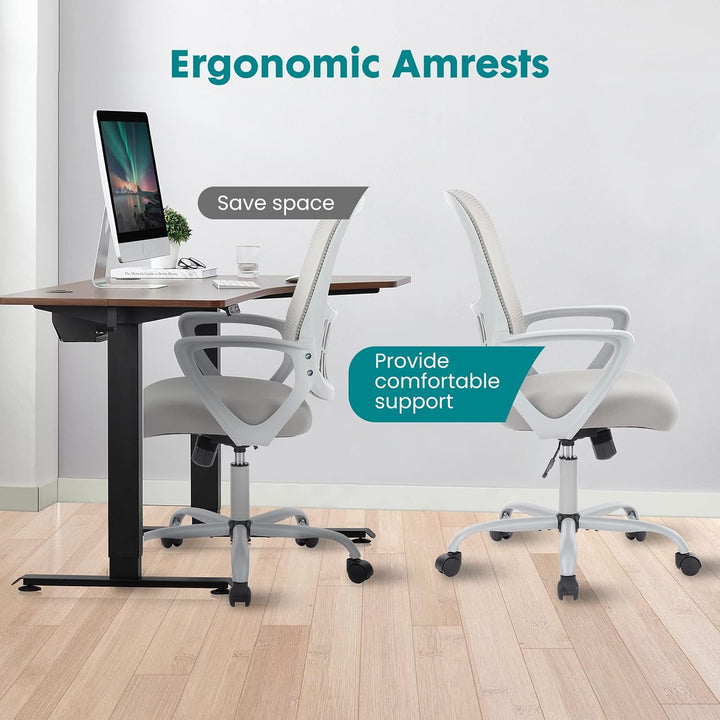 DUMOS Bürostuhl Ergonomisch, Schreibtischstuhl mit Lendenwirbelstütze, Drehstuhl mit Armlehne, Compu