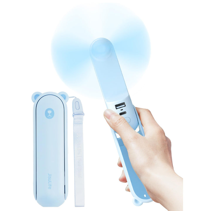 JISULIFE Handventilator Mini Ventilator 3 IN 1, mit 4500 mAh Powerbank USB Akku Klein, Batteriebetri