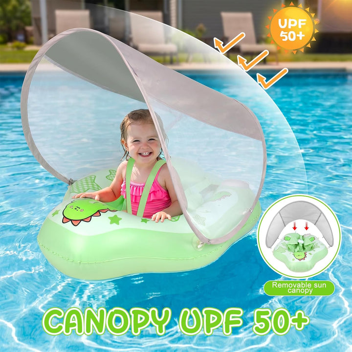 Mineup Baby Schwimmring mit Sonnendach, UPF50+ Baby Float, Schwimmhilfe Mit Sicherheitssitz, Schwimm