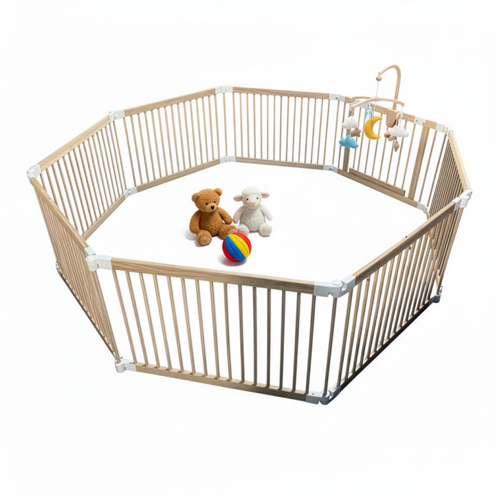 Relaxdays Laufstall Baby, Flexibles Laufgitter mit Tür, 8 Panel HxB: 61 x 84,5 cm, sichere Spielecke