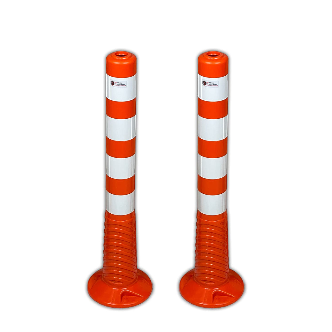 UvV-Flex 2 Stück Set Absperrpfosten Ecoline 75cm orange mit vier Reflexstreifen (RA1) inkl. Befestig