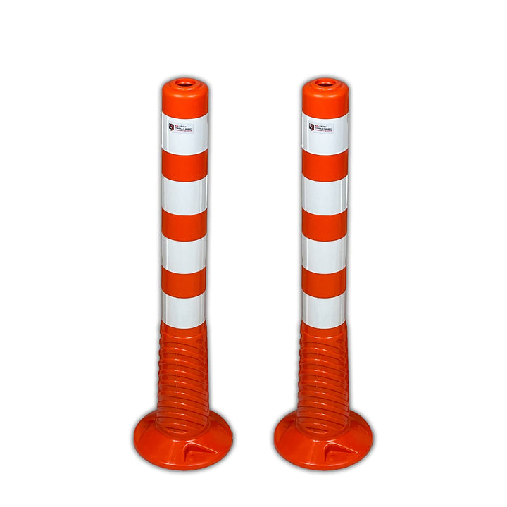 UvV-Flex 2 Stück Set Absperrpfosten Ecoline 75cm orange mit vier Reflexstreifen (RA1) inkl. Befestig