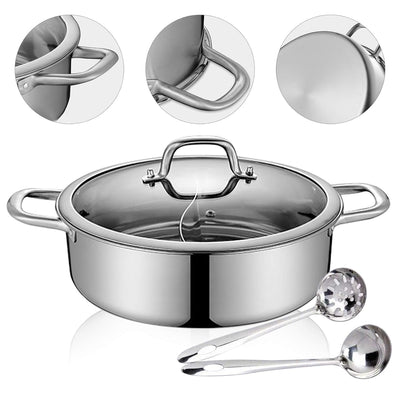 Hot Pot Kocher, 32cm Edelstahl Yin Yang Hot Pot Dual Sided Teiler Kochen Suppe Hot Pot mit Doppelgri