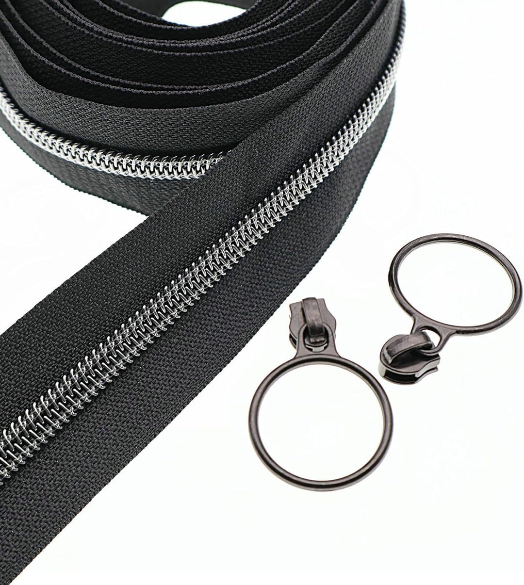 #5 Metallic Nylon Coil Reissverschlüsse 9.1m Schwarz Nickel Zähne Reissverschluss mit 25 Stück Schie