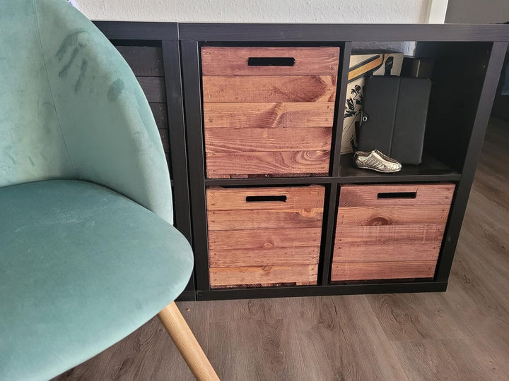 Holzkiste Aufbewahrungskiste Einschubkiste Schubladenbox Vintage Ocker passend für alle Kallaxregale