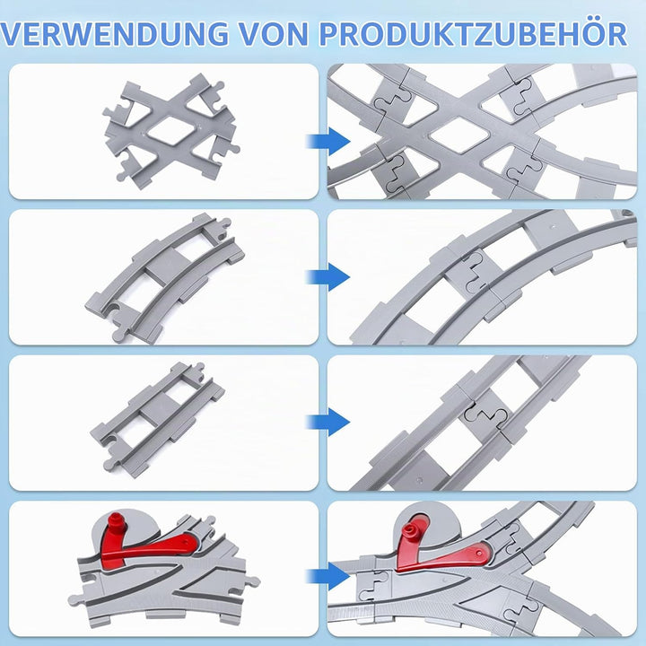 BOYIFEIJIE 47PCS Bausteine Schienen Set - City Eisenbahn Schienen Bestehend Mit Geraden, Kurven &amp; Kr