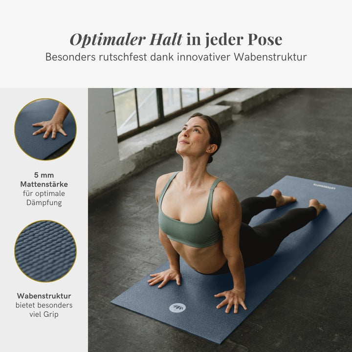 Lotuscrafts Yogamatte Mudra Studio [5mm Dicke] - Hautfreundlich & Schadstoffgeprüft - für Anfänger u