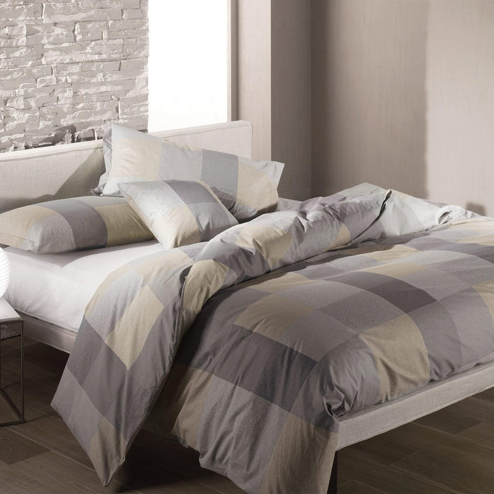 Caleffi Bettwäsche-Set für Doppelbett, Cottage, Taupe, aus Baumwolle, 73818