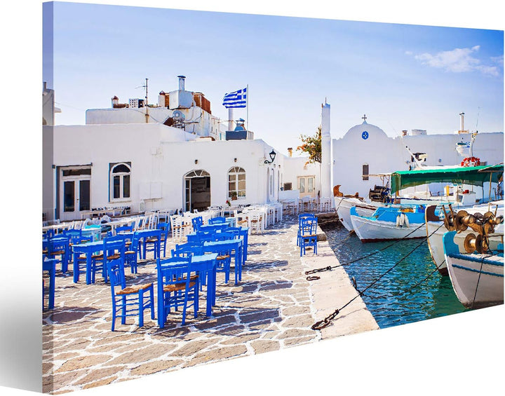 Bild Bilder auf Leinwand Griechisches Fischerdorf in Paros Naousa Griechenland Wandbild Poster Leinw