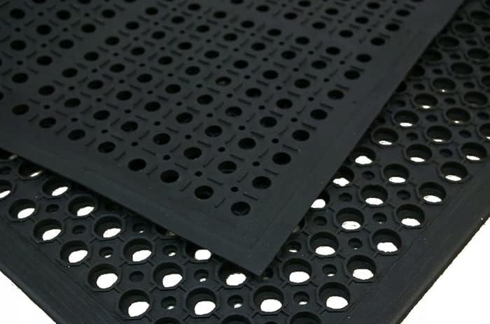 rg-vertrieb Anti-Fatigue-Fussmatte Gummimatte Wabenmatte mit Auffahrt Rand Schwarz 120x180cm Entwäss