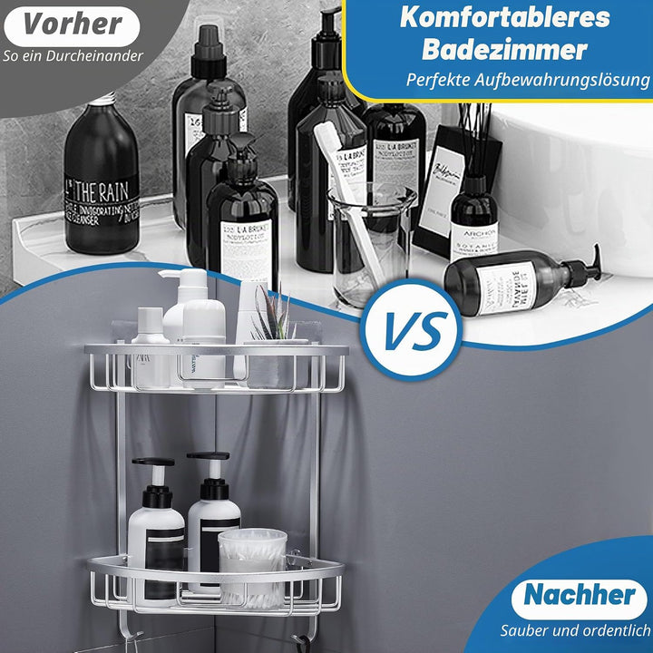 GRICOL Duschablage Ohne Bohren Duschregal Metall Eckablage Duschkorb Rostfrei Dusche Ablage Badezimm