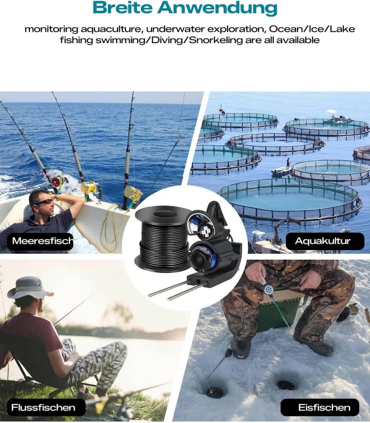 FourQ Underwater Fishing Camera,Fishing Camera Ice vexilar Fish find 4.3inch Hd 1080p LCD Display Un