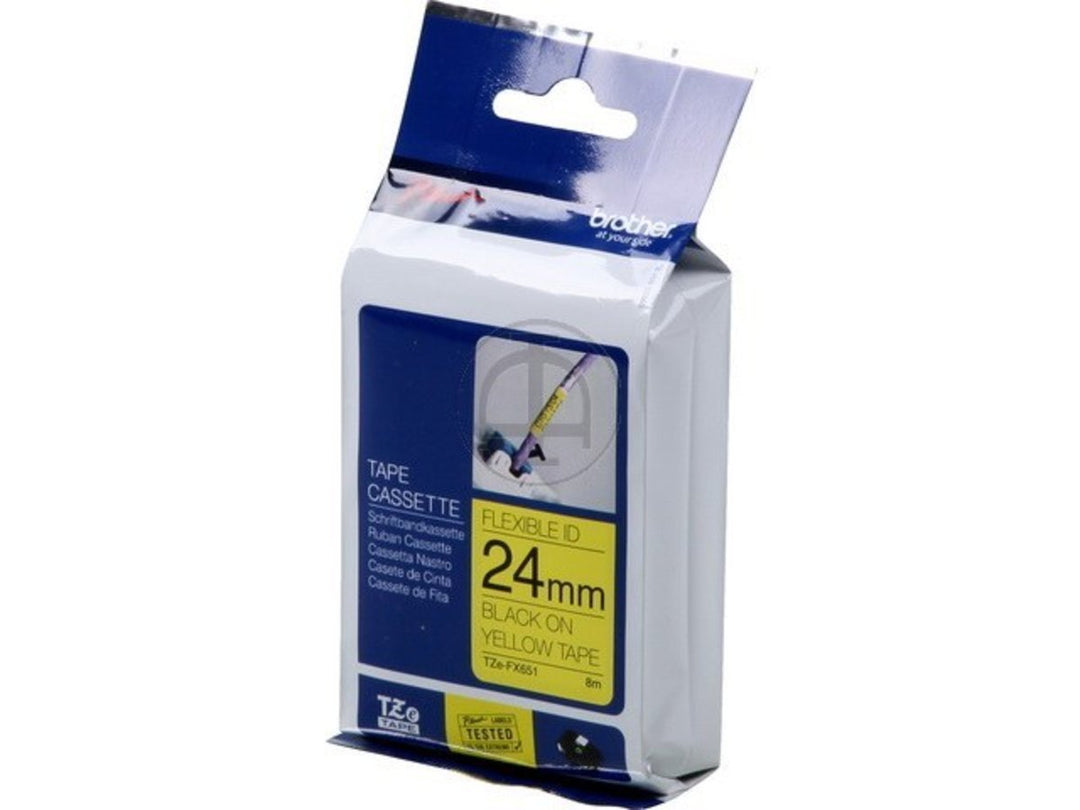 Brother Original P-Touch Flexi-Schriftband TZE-FX651 24 mm, schwarz auf gelb (u.a P-Touch P700, -243