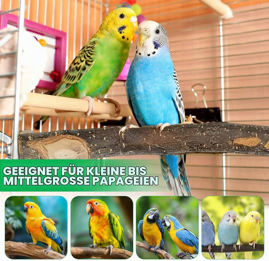 YUDAWN 8 Stück Vogelspielzeug, Wellensittich Spielzeug Naturholz Vogel Sitzstangen Vogelständer Voge