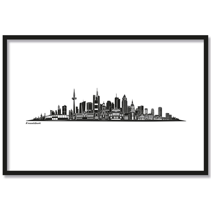 JUNIWORDS Poster mit/ohne Holzrahmen, Wähle ein Motiv, Skyline Frankfurt, Wähle eine Grösse, 21 x 30