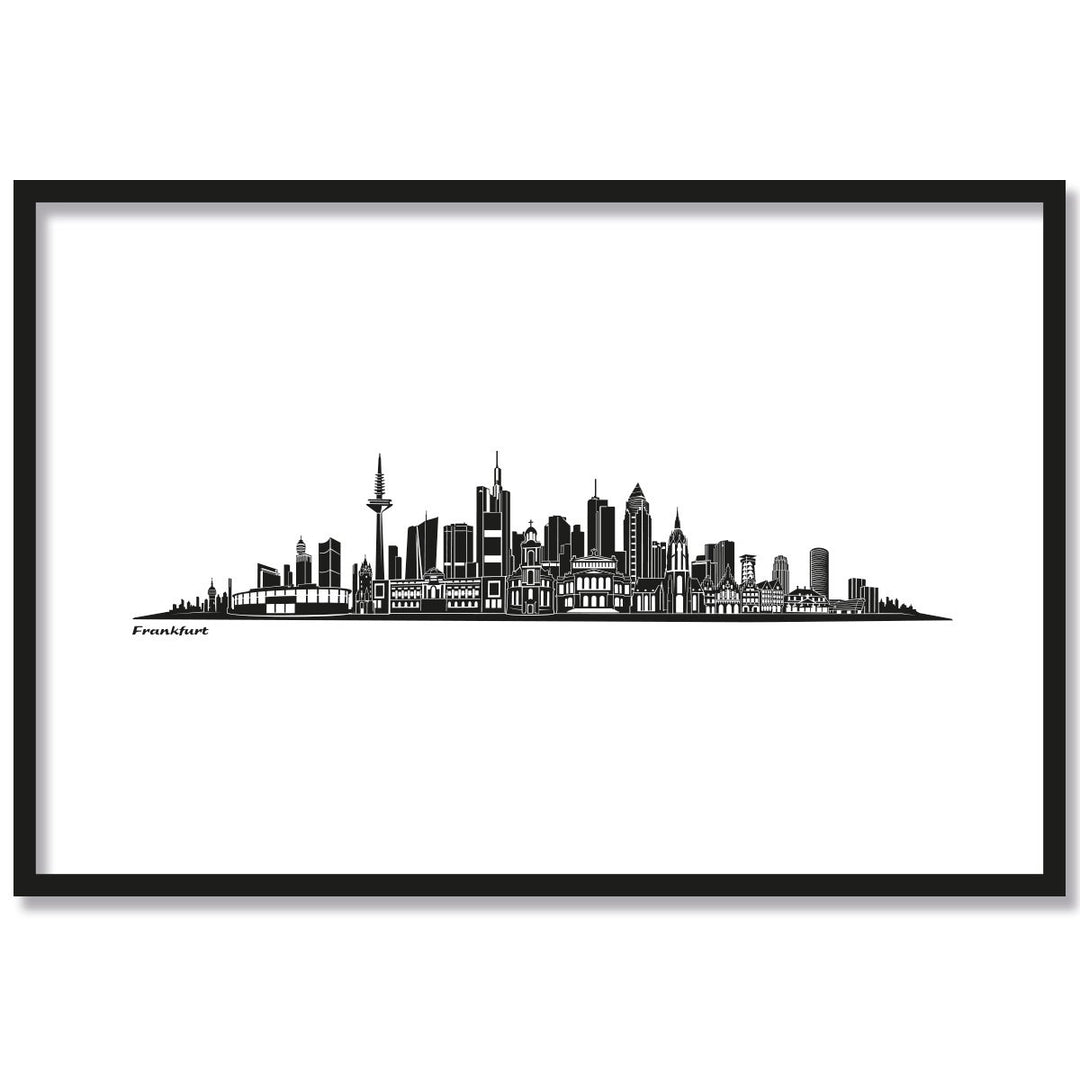 JUNIWORDS Poster mit/ohne Holzrahmen, Wähle ein Motiv, Skyline Frankfurt, Wähle eine Grösse, 40 x 60