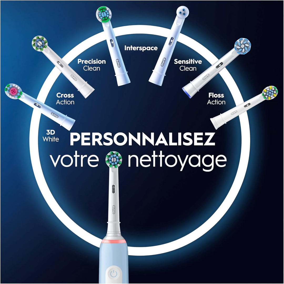 Oral-B PRO 3 3000 Elektrische Zahnbürste/Electric Toothbrush, 2 CrossAction Aufsteckbürsten, mit 3 P