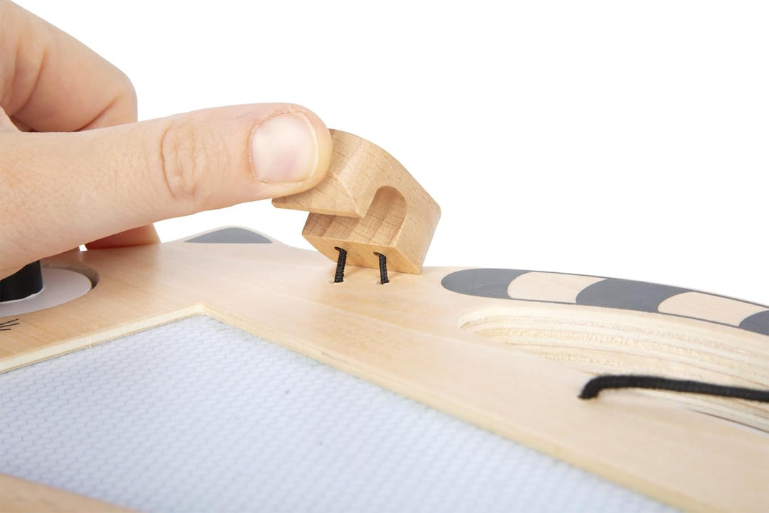 small foot Magnetische Zaubertafel „Katze“ aus Holz, Zeichenboard mit Stift und Stempeln, tragbare T