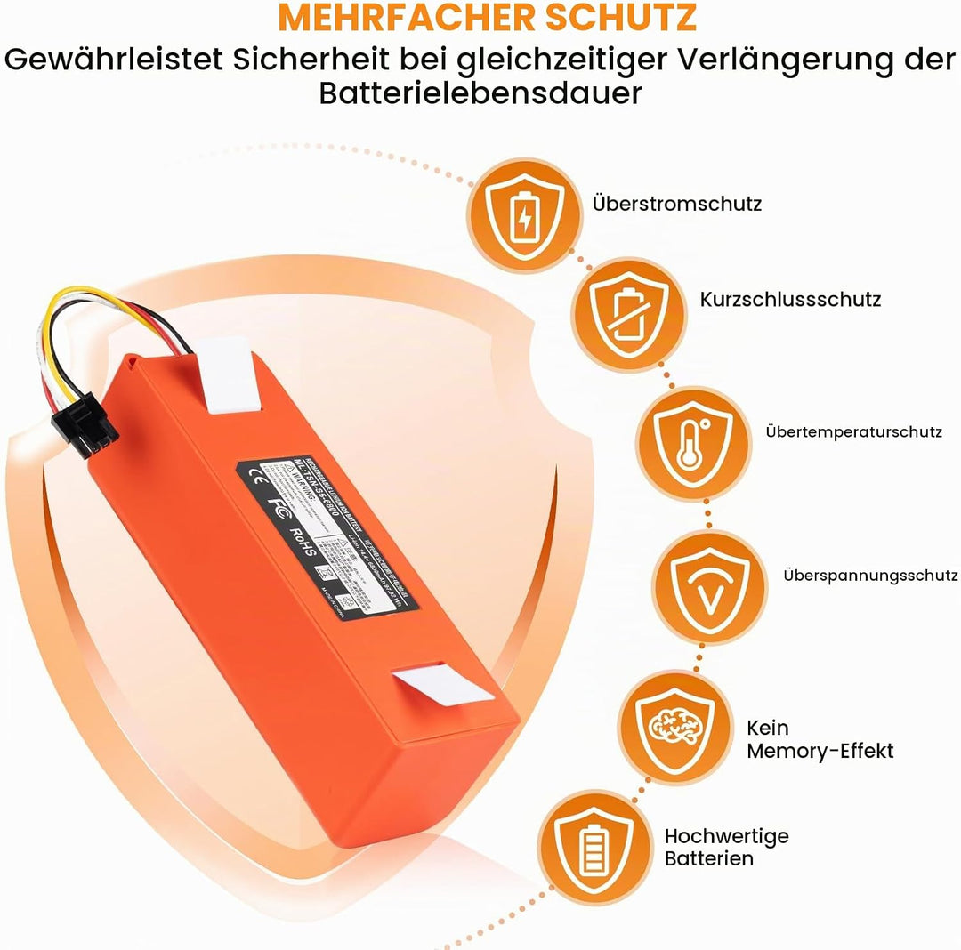 14,4 V 6800 mAh Ersatzakku für Roborock S4, S5, S50, S6, S7, S7 Max, Q5, Q7, Q7 Max