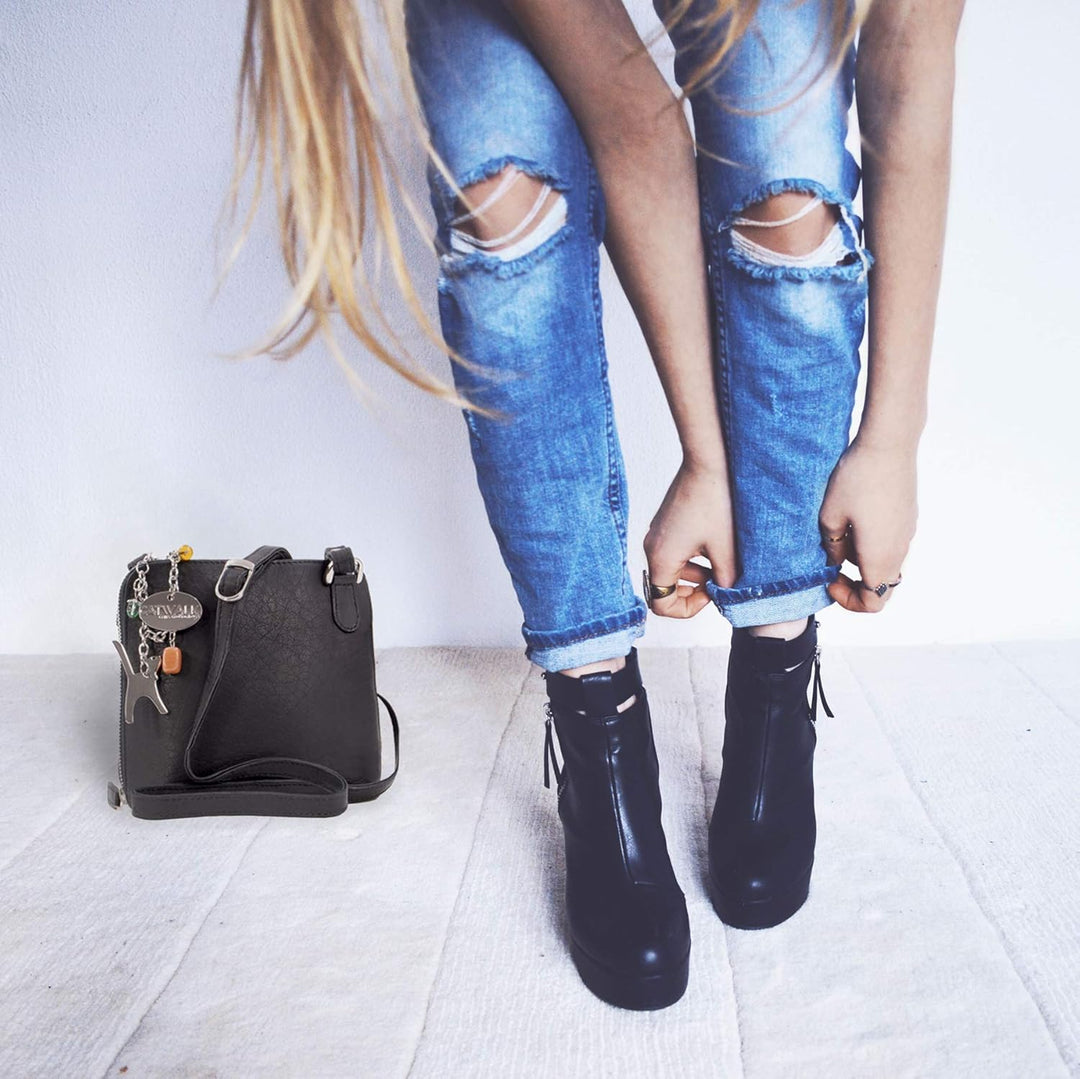 Catwalk Collection Handbags - Leder - Klien Umhängetasche/Schultertasche - LENA S Rosa, S Rosa