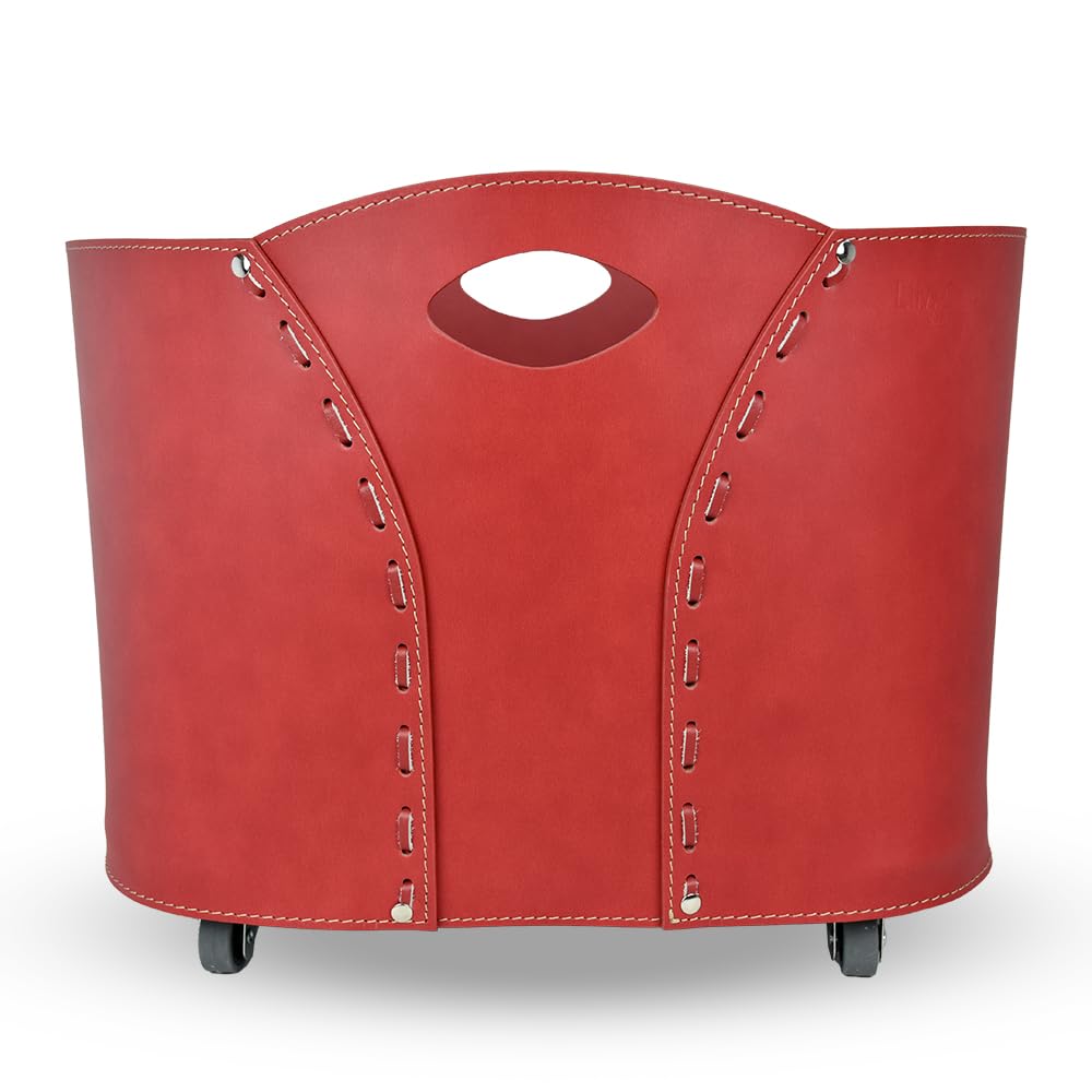 LIMAC Design VOLTA Holzkorb aus Leder, moderne Brennholztasche, Originale Kaminholztasche, Kaminholz