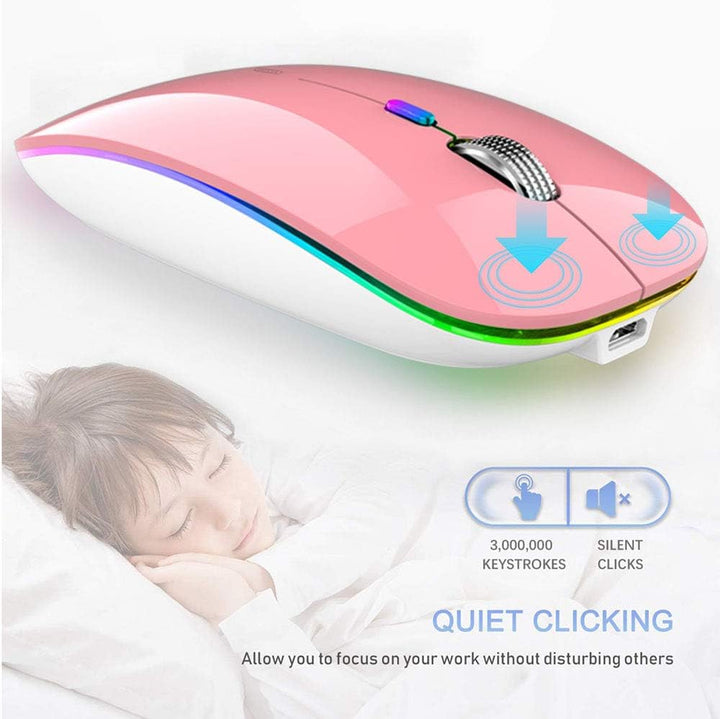 Uiosmuph Bluetooth Maus Kabellose, LED Funkmaus wiederaufladbar Leise Wireless Mouse 2.4GHz Kabellos