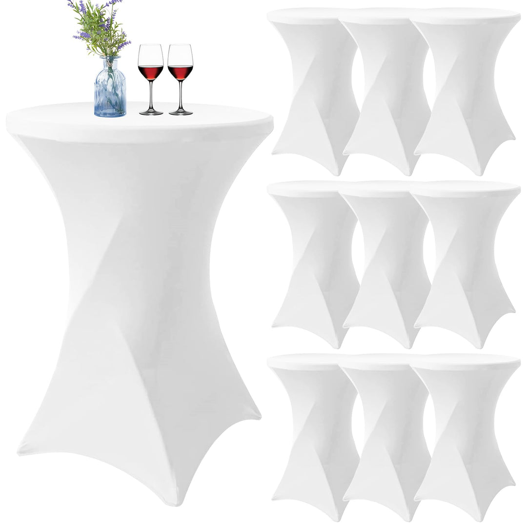 10er-Set Weiss Stretch Stehtisch Husse für Bistrotisch Ø 80-85 cm Spandex Stretch Tischdecke, Verstä