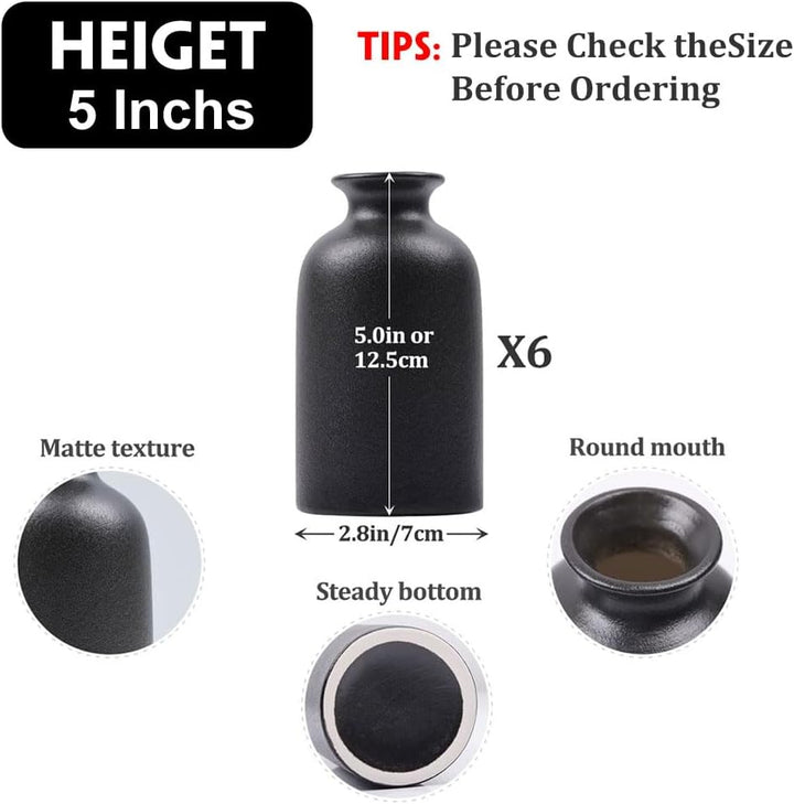 6er-Pack kleine Schwarze Vasen - Moderne Boho-Vasen für Trockenblumen, Tafelaufsätze in grossen Meng