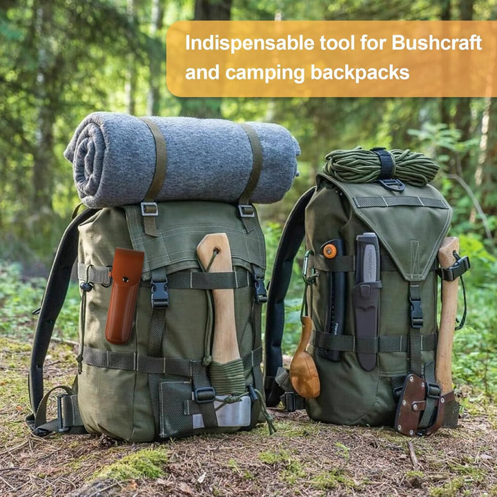 Holzbohrer Manuell Bushcraft, φ25x160mm, Schlangenbohrer Outdoor aus Stahl mit Braune Ledertasche &