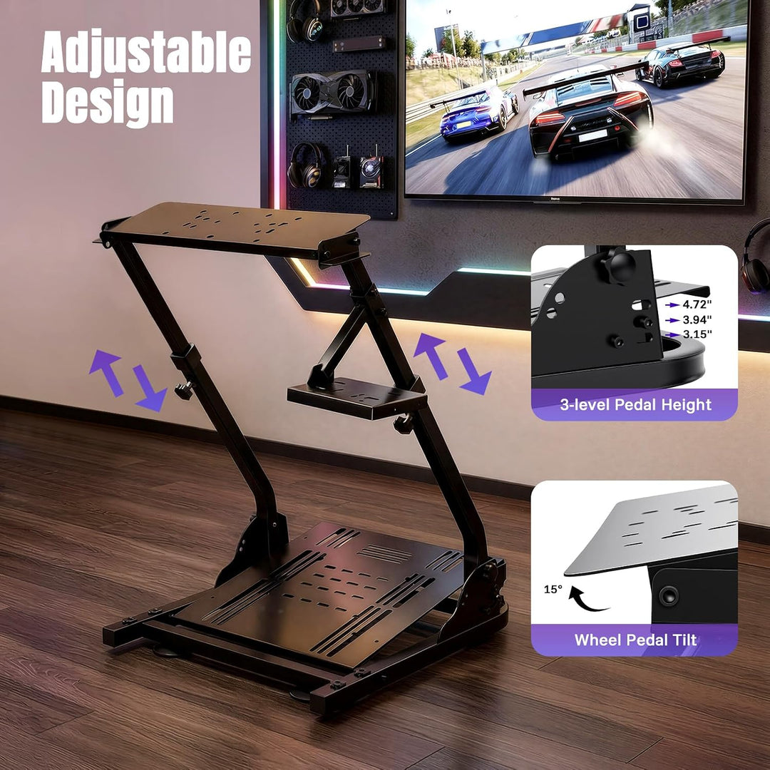 RUETERY Lenkradständer Wheel Stand, Verstellbarer Faltbarer Rennlenkradständer für Heim- und Sim Rac
