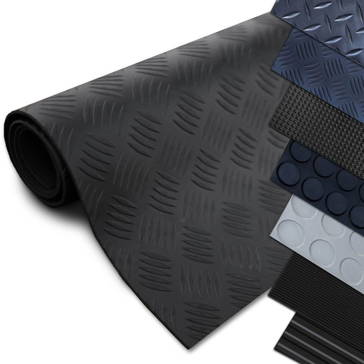 Nova Forma Gummiläufer Meterware Checker - 100 x 50 cm - Schwarz 3mm | Rutschhemmende Gummimatte mit