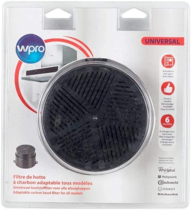 WPRO UNF001 Filtre de hotte a charbon universel (adaptable tous modeles) - Diametre 153 mm - Auto-ex