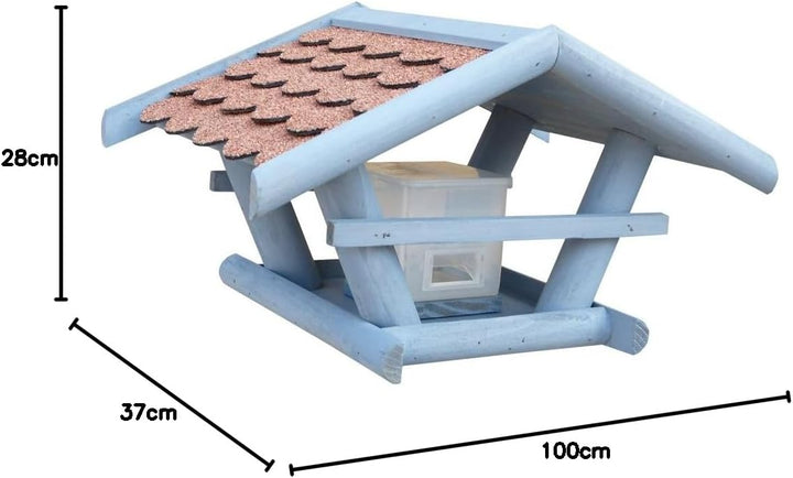 HABAU Vogelhaus Sperling mit Futtersilo und Ständer - Futterhaus komplett aus Holz