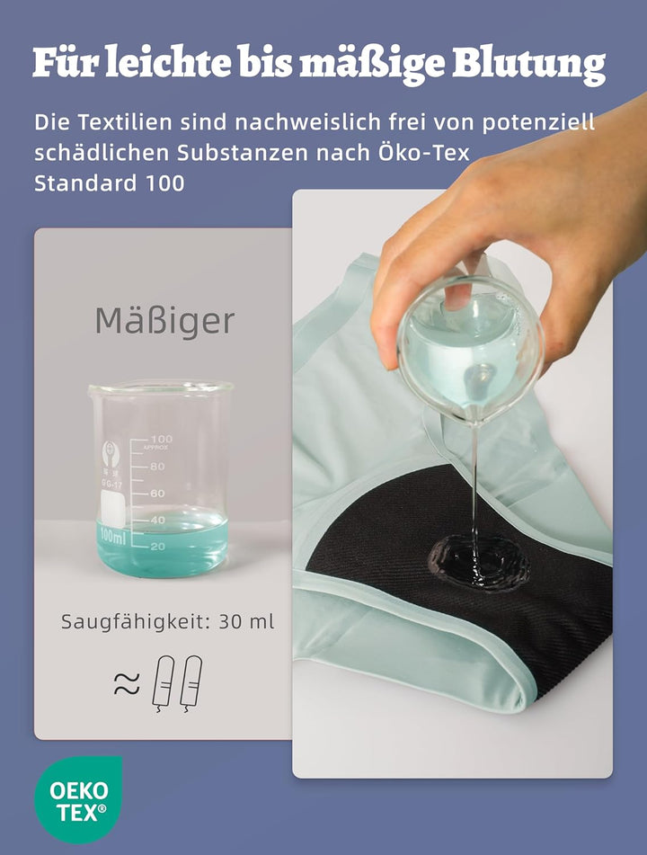 TIICHOO Periodenunterschwäsche Damen Nahtlos Bequeme Perioden Bikini Menstruationsunterwäsche 5er Pa
