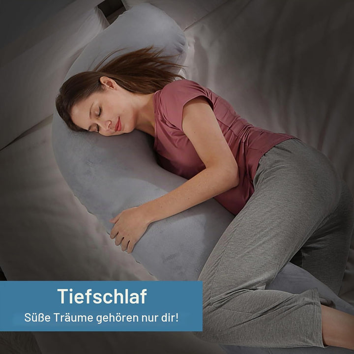 SHANNA Schwangerschaftskissen Seitenschläferkissen Stillkissen Fütternkissen mit Samt Bezug, Lagerun