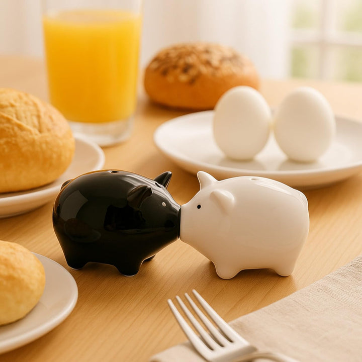 MIJOMA Salz- & Pfefferstreuer Set - Stilvolles Porzellandesign, Lebensmittelecht, Einfach zu Befülle