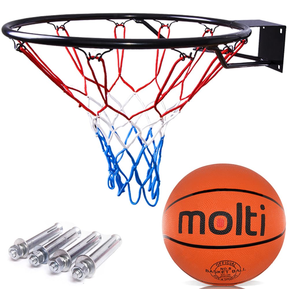 molti HangRing Ø45cm Ø37cm Basketballring Set mit Ball Basketballkorb BasketballNetz und Befestigung