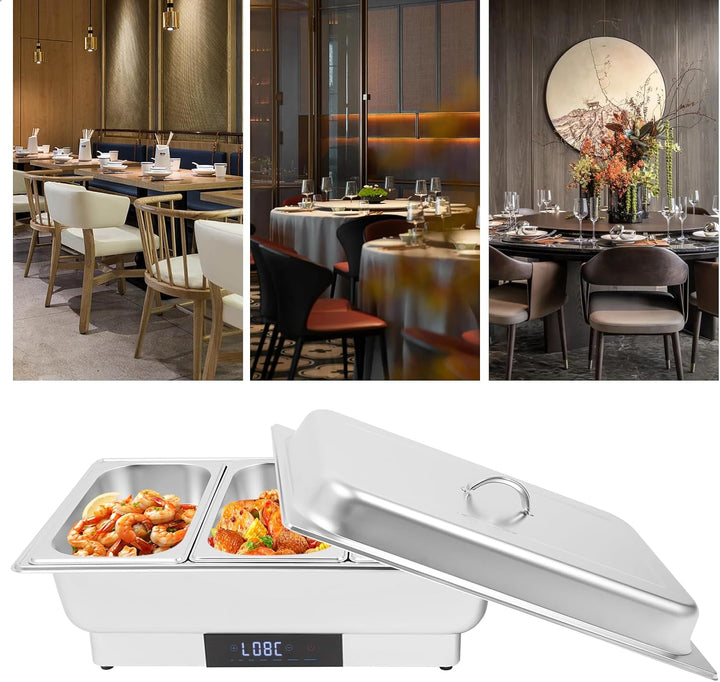 Elektrisches Buffetwärmer Speisenwärmer Chafing Dish Buffet Server Edelstahl Speisenwärmer mit Tempe