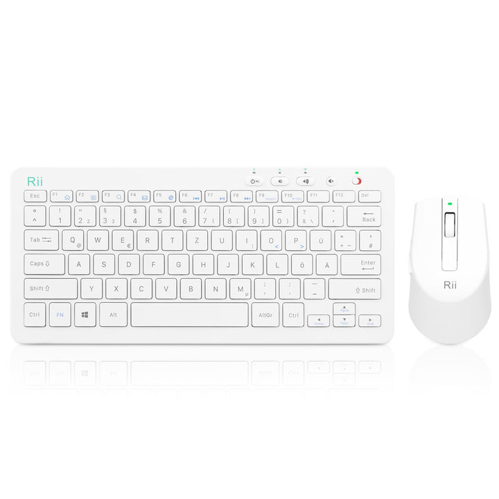 Rii Tastatur Maus Set Kabellos, 2.4G Kabellose Kompakte Tastatur mit Funkmaus für Laptop, PC und Sma
